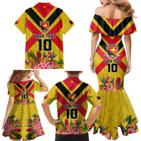 Custom Papua New Guinea Rugby Family Matching Mermaid Dress and Hawaiian Shirt Bird of Paradise and Hibiscus Polynesian Pattern Yellow Color LT03