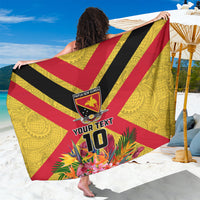 Custom Papua New Guinea Rugby Sarong Bird of Paradise and Hibiscus Polynesian Pattern Yellow Color