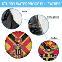 Custom Papua New Guinea Rugby Spare Tire Cover Bird of Paradise and Hibiscus Polynesian Pattern Yellow Color