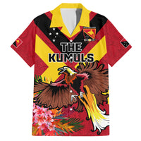 Custom Papua New Guinea Rugby Family Matching Summer Maxi Dress and Hawaiian Shirt Bird of Paradise and Hibiscus Polynesian Pattern Red Color LT03