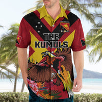 Custom Papua New Guinea Rugby Hawaiian Shirt Bird of Paradise and Hibiscus Polynesian Pattern Red Color LT03 - Polynesian Pride