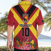 Custom Papua New Guinea Rugby Hawaiian Shirt Bird of Paradise and Hibiscus Polynesian Pattern Red Color LT03 - Polynesian Pride