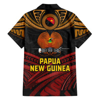 Papua New Guinea Bird-of-Paradise Family Matching Short Sleeve Bodycon Dress and Hawaiian Shirt Coat of Arms and Tribal Patterns LT03 - Polynesian Pride