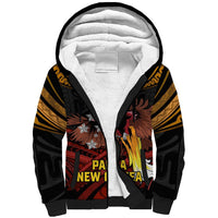 Papua New Guinea Bird-of-Paradise Sherpa Hoodie Coat of Arms and Tribal Patterns LT03 Unisex Black - Polynesian Pride