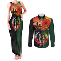 New Zealand and Australia ANZAC Day Couples Matching Tank Maxi Dress and Long Sleeve Button Shirt Lest We Forget Indigenous and Maori Pattern