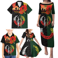 New Zealand and Australia ANZAC Day Family Matching Puletasi and Hawaiian Shirt Lest We Forget Indigenous and Maori Pattern