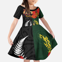 New Zealand and Australia ANZAC Day Family Matching Tank Maxi Dress and Hawaiian Shirt Lest We Forget Indigenous and Maori Pattern