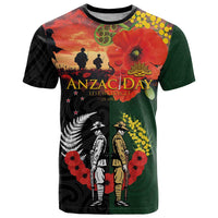 New Zealand and Australia ANZAC Day T Shirt Lest We Forget Indigenous and Maori Pattern LT03 Multicolor - Polynesian Pride