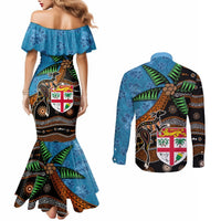 Fiji and Australia Couples Matching Mermaid Dress and Long Sleeve Button Shirt Fijian and Aboriginal mix Culture LT03 - Polynesian Pride