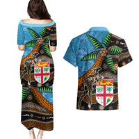 Fiji and Australia Couples Matching Puletasi and Hawaiian Shirt Fijian and Aboriginal mix Culture