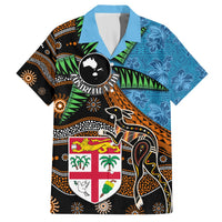 Fiji and Australia Hawaiian Shirt Fijian and Aboriginal mix Culture LT03 Blue - Polynesian Pride
