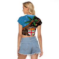 Fiji and Australia Raglan Cropped T Shirt Fijian and Aboriginal mix Culture