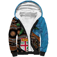 Fiji and Australia Sherpa Hoodie Fijian and Aboriginal mix Culture LT03 Unisex Blue - Polynesian Pride