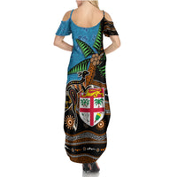 Fiji and Australia Summer Maxi Dress Fijian and Aboriginal mix Culture LT03 - Polynesian Pride