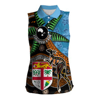 Fiji and Australia Women Sleeveless Polo Shirt Fijian and Aboriginal mix Culture