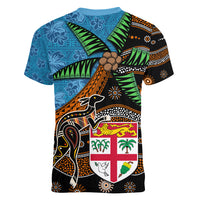 Fiji and Australia Women V-Neck T-Shirt Fijian and Aboriginal mix Culture