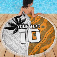 Custom Fiji and Australia Rugby Beach Blanket Tapa Mix Aboriginal Pattern Half Style