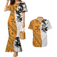 Custom Fiji and Australia Rugby Couples Matching Mermaid Dress and Hawaiian Shirt Tapa Mix Aboriginal Pattern Half Style LT03 White - Polynesian Pride