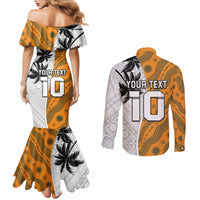 Custom Fiji and Australia Rugby Couples Matching Mermaid Dress and Long Sleeve Button Shirt Tapa Mix Aboriginal Pattern Half Style