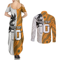 Custom Fiji and Australia Rugby Couples Matching Summer Maxi Dress and Long Sleeve Button Shirt Tapa Mix Aboriginal Pattern Half Style LT03 - Polynesian Pride