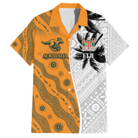 Custom Fiji and Australia Rugby Family Matching Off Shoulder Maxi Dress and Hawaiian Shirt Tapa Mix Aboriginal Pattern Half Style