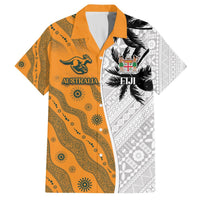 Custom Fiji and Australia Rugby Hawaiian Shirt Tapa Mix Aboriginal Pattern Half Style LT03 White - Polynesian Pride