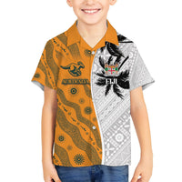 Custom Fiji and Australia Rugby Hawaiian Shirt Tapa Mix Aboriginal Pattern Half Style LT03 - Polynesian Pride