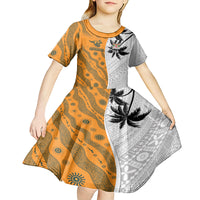 Custom Fiji and Australia Rugby Kid Short Sleeve Dress Tapa Mix Aboriginal Pattern Half Style