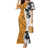 Custom Fiji and Australia Rugby Mermaid Dress Tapa Mix Aboriginal Pattern Half Style LT03 Women White - Polynesian Pride
