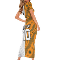 Custom Fiji and Australia Rugby Short Sleeve Bodycon Dress Tapa Mix Aboriginal Pattern Half Style