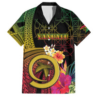 Vanuatu Independence Day Family Matching Off The Shoulder Long Sleeve Dress and Hawaiian Shirt Sand Drawing Melanesian Vibes