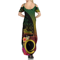 Vanuatu Independence Day Summer Maxi Dress Sand Drawing Melanesian Vibes LT03 - Polynesian Pride