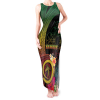 Vanuatu Independence Day Tank Maxi Dress Sand Drawing Melanesian Vibes LT03 Women Black - Polynesian Pride
