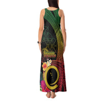 Vanuatu Independence Day Tank Maxi Dress Sand Drawing Melanesian Vibes LT03 - Polynesian Pride