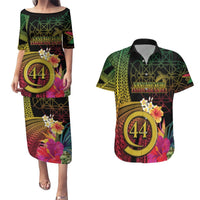 Vanuatu Selebretem 44th Indipendens Dei Couples Matching Puletasi and Hawaiian Shirt Sand Drawing Melanesian Vibes LT03 Black - Polynesian Pride