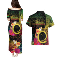 Vanuatu Selebretem 44th Indipendens Dei Couples Matching Puletasi and Hawaiian Shirt Sand Drawing Melanesian Vibes LT03 - Polynesian Pride