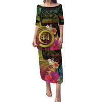 Vanuatu Selebretem 44th Indipendens Dei Puletasi Sand Drawing Melanesian Vibes LT03 Long Dress Black - Polynesian Pride