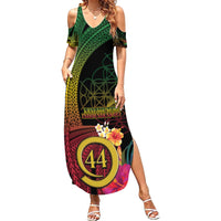 Vanuatu Selebretem 44th Indipendens Dei Summer Maxi Dress Sand Drawing Melanesian Vibes LT03 Women Black - Polynesian Pride