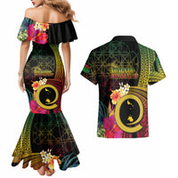 Vanuatu Shefa Day Couples Matching Mermaid Dress and Hawaiian Shirt Sand Drawing Melanesian LT03 - Polynesian Pride