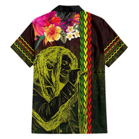 Hawaiian Reggae Music Hawaiian Shirt Jamaica Singer Tribal Polynesian and Hibiscus LT03 - Polynesian Pride