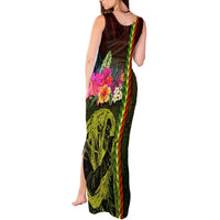 Hawaiian Reggae Music Tank Maxi Dress Jamaica Singer Tribal Polynesian and Hibiscus LT03 - Polynesian Pride