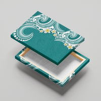 Aloha Polynesian Plumeria Flower Canvas Wall Art Teal Color