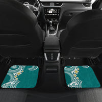 Aloha Polynesian Plumeria Flower Car Mats Teal Color