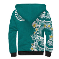 Aloha Polynesian Plumeria Flower Sherpa Hoodie Teal Color LT03 - Polynesian Pride