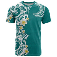 Aloha Polynesian Plumeria Flower T Shirt Teal Color