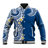 Aloha Polynesian Plumeria Flower Baseball Jacket Blue Color LT03 Unisex Blue - Polynesian Pride