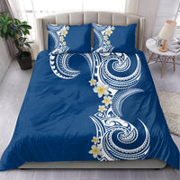 Aloha Polynesian Plumeria Flower Bedding Set Blue Color
