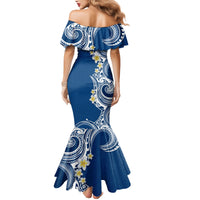 Aloha Polynesian Plumeria Flower Mermaid Dress Blue Color LT03 - Polynesian Pride