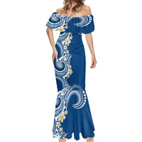 Aloha Polynesian Plumeria Flower Mermaid Dress Blue Color LT03 - Polynesian Pride