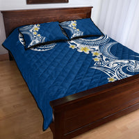 Aloha Polynesian Plumeria Flower Quilt Bed Set Blue Color